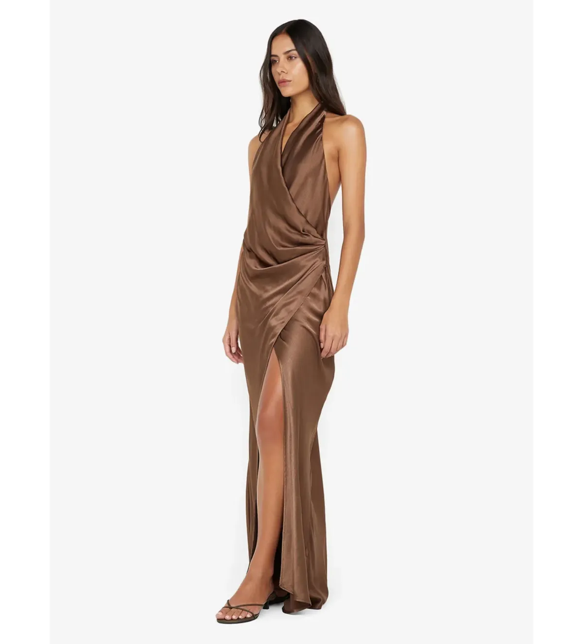 Bec & Bridge Elisia Wrap Maxi Dress in Milk Chocolate Size AU10 - Image 3
