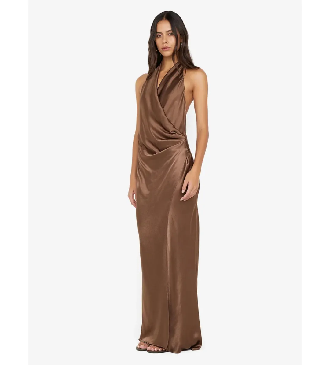 Bec & Bridge Elisia Wrap Maxi Dress in Milk Chocolate Size AU10 for rent on The Volte - main image