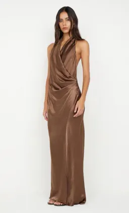 🤎 Bec and Bridge Elisia Wrap Maxi Dress in Milk Chocolate Brown - Size 10 AU Satin formal gown🤎 for rent on The Volte - image 4