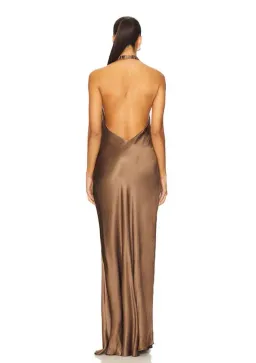 🤎 Bec and Bridge Elisia Wrap Maxi Dress in Milk Chocolate Brown - Size 10 AU Satin formal gown🤎 for rent on The Volte - image 10