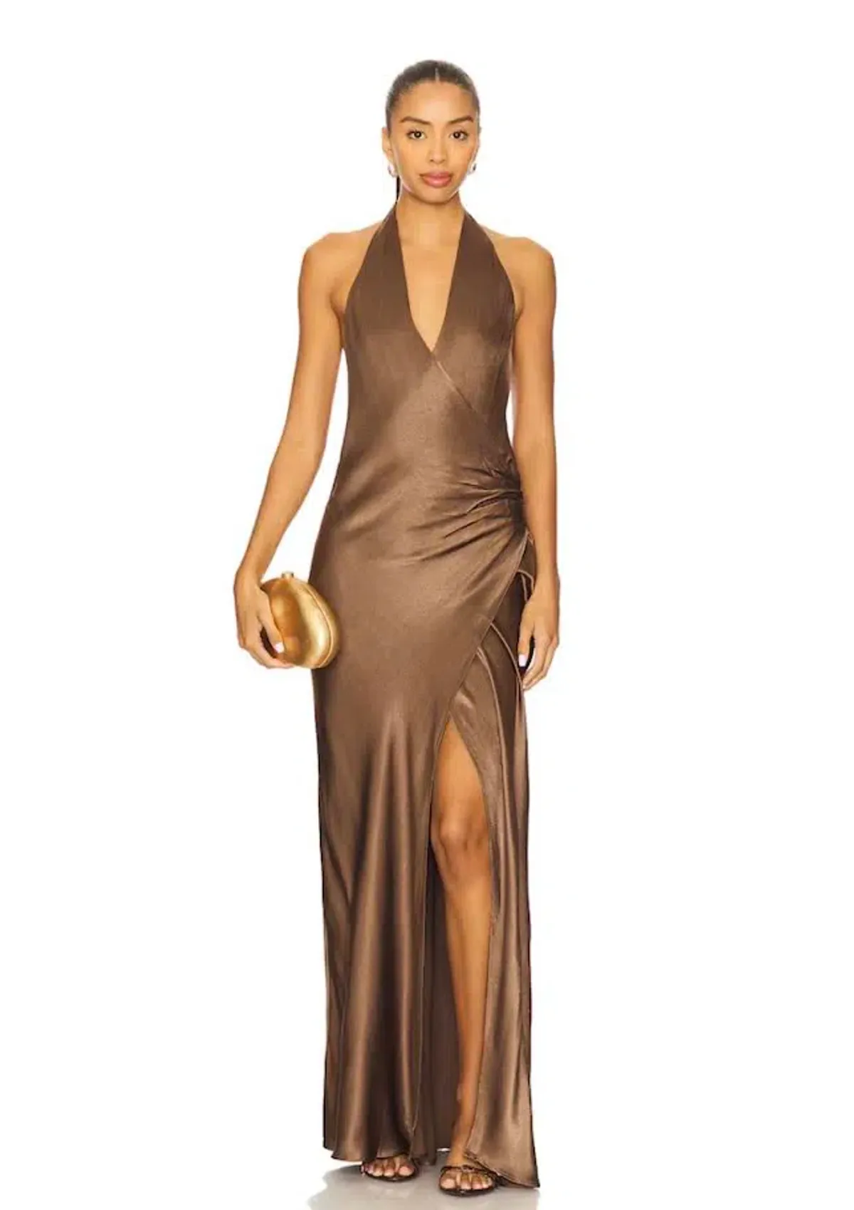 🤎 Bec and Bridge Elisia Wrap Maxi Dress in Milk Chocolate Brown - Size 10 AU Satin formal gown🤎 - Image 9