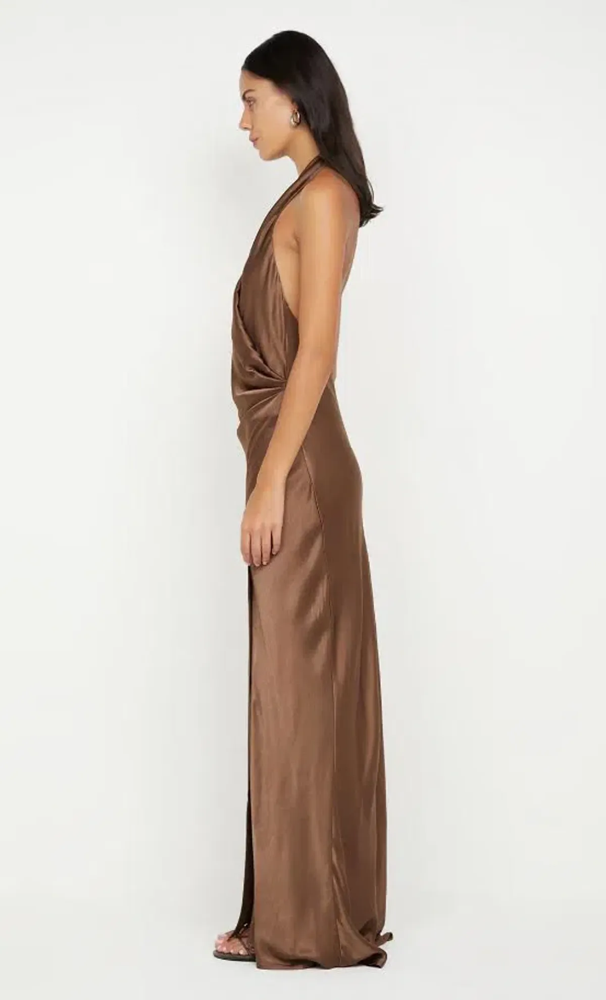 🤎 Bec and Bridge Elisia Wrap Maxi Dress in Milk Chocolate Brown - Size 10 AU Satin formal gown🤎 - Image 8