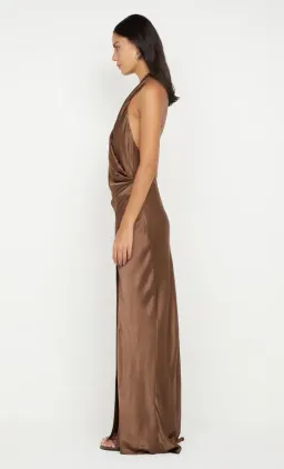 🤎 Bec and Bridge Elisia Wrap Maxi Dress in Milk Chocolate Brown - Size 10 AU Satin formal gown🤎 for rent on The Volte - image 8
