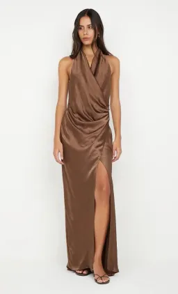 🤎 Bec and Bridge Elisia Wrap Maxi Dress in Milk Chocolate Brown - Size 10 AU Satin formal gown🤎 for rent on The Volte - image 11