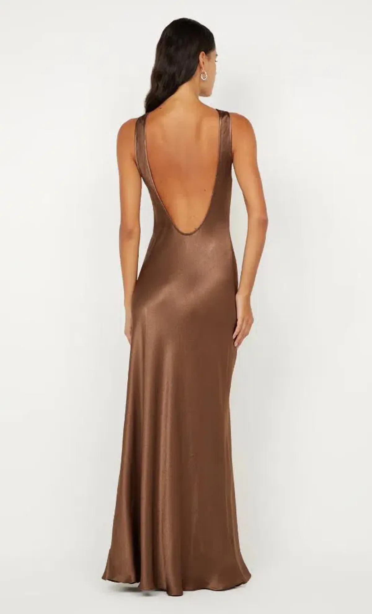 🤎 BEC and BRIDGE Elisia Twist Satin Maxi Dress – Milk Chocolate Brown – Size AU 10 🤎 - Image 4