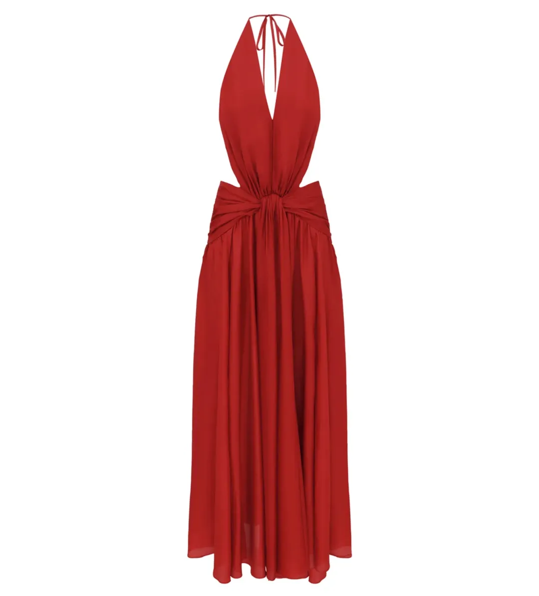 Zimmermann Indra Plunge Halter Maxi Dress in Raspberry Size 1/AU10 for rent on The Volte - main image