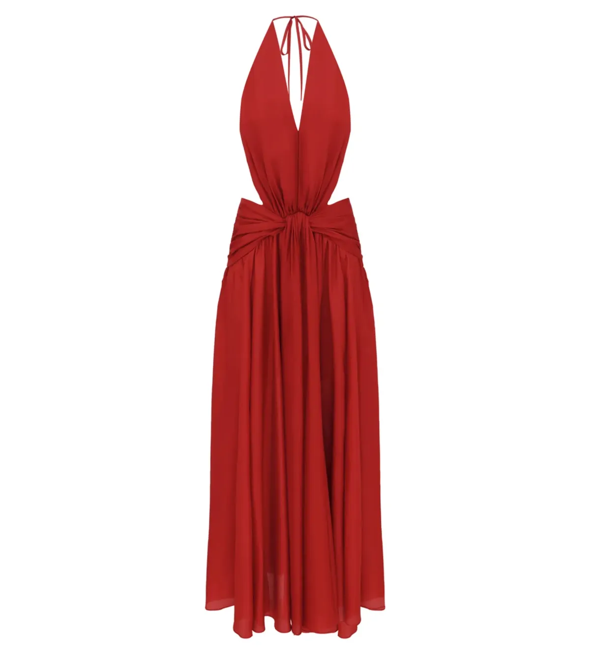 Zimmermann Indra Plunge Halter Maxi Dress in Raspberry Size 1/AU10 for rent on The Volte - main image