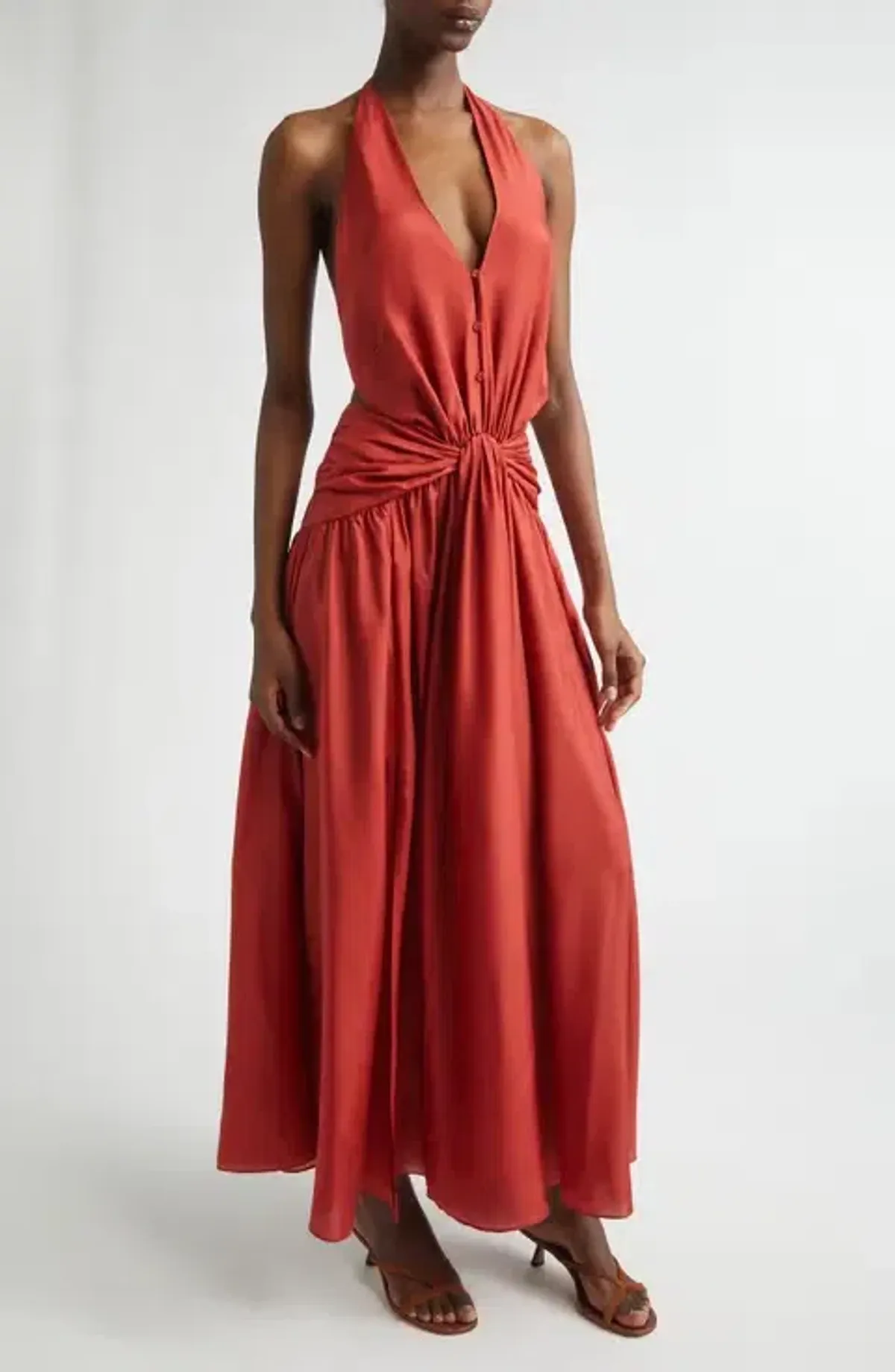 Zimmermann Indra Plunge Halter Maxi Dress in Raspberry Size 0/AU8 - Image 1