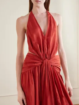 Zimmermann Indra Plunge Halter Maxi Dress in Raspberry Size 0/AU8 for rent on The Volte - image 2