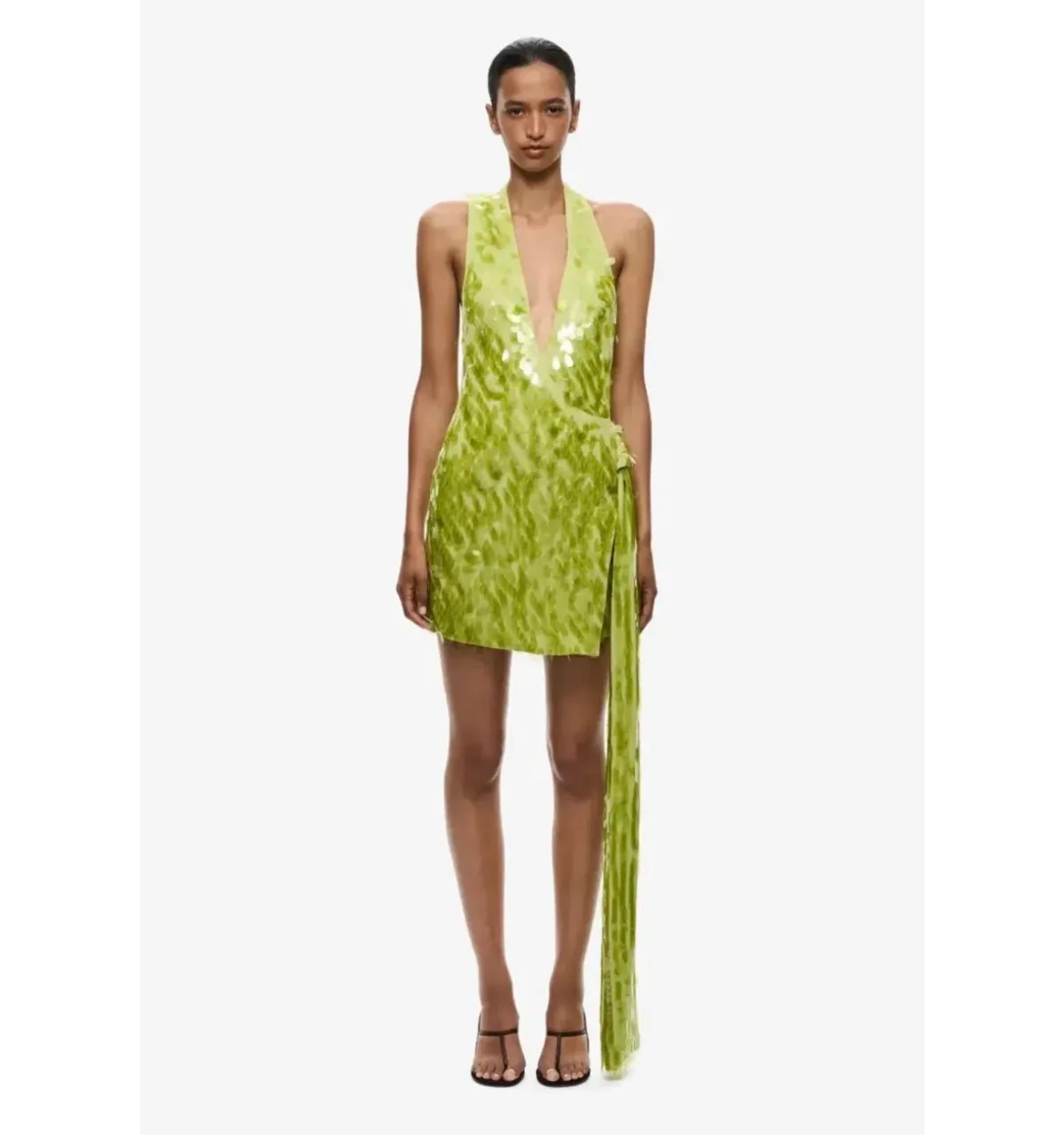 MISHA SAPPHIRE SEQUIN MINI DRESS IN APPLE GREEN SIZE MEDIUm - Image 1