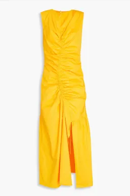 Sandro Ruched stretch-cotton midi dress size 8 for rent on The Volte - image 3