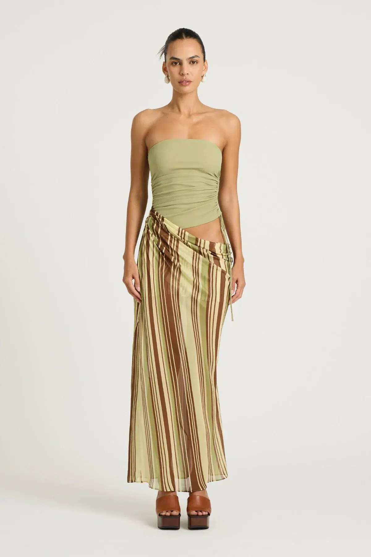 Roscoe Maxi Dress in Earth Stripe | Size 8 for rent on The Volte - main image