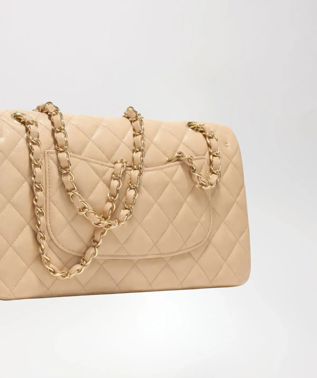 Chanel Classic Beige Medium Flap Handbag - Image 3