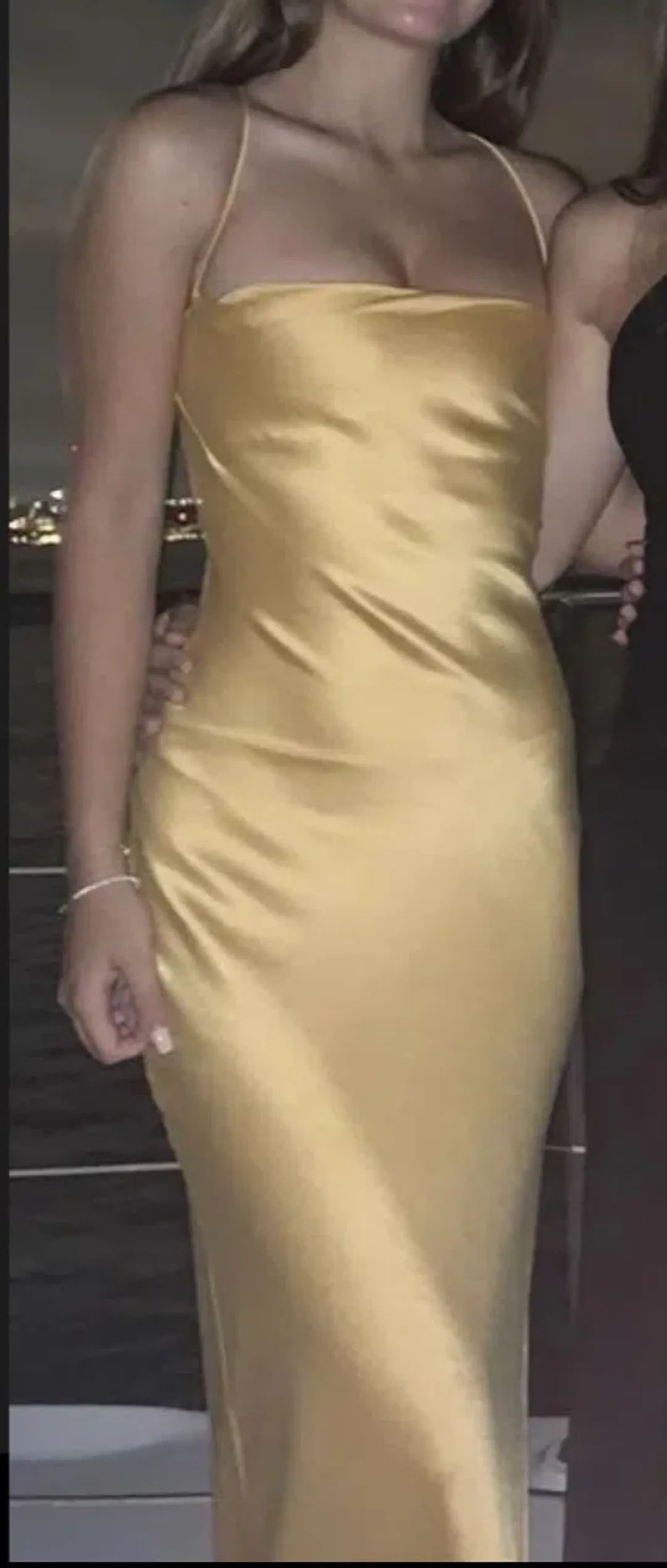 Sydney Straight Neck Slip Maxi Dress Yellow Size 6 for rent on The Volte - main image