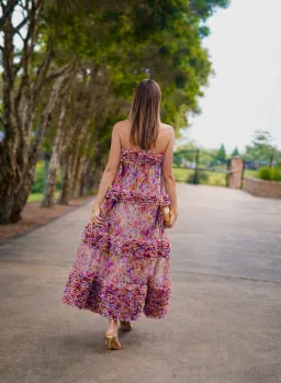 Zimmermann Luna Ruffle Bandeau Gown Multi Floral Size 0 / AU 8 for rent on The Volte - image 3