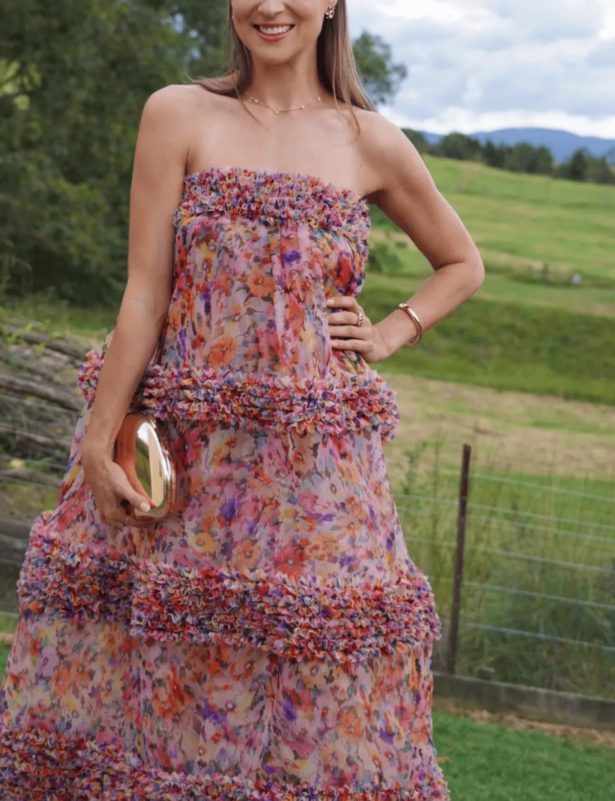 Zimmermann Luna Ruffle Bandeau Gown Multi Floral Size 0 / AU 8 - Image 4
