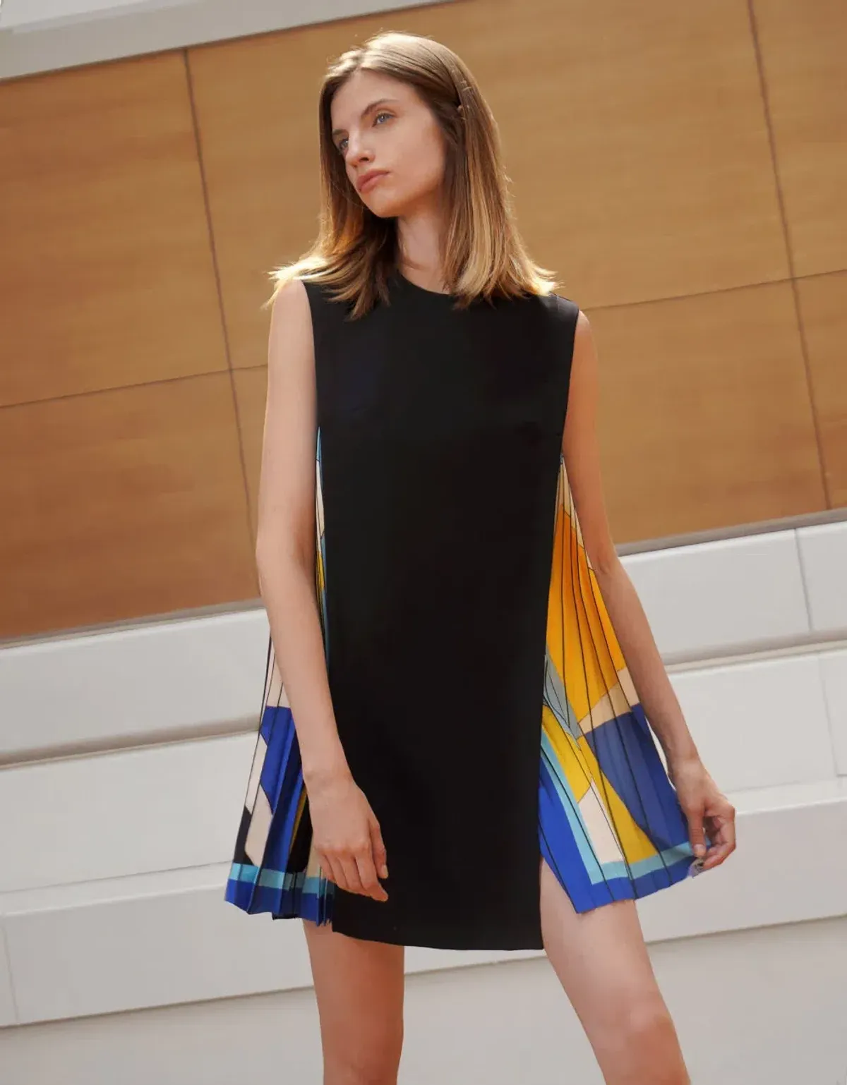 Saturday Club Side Printed Pleated Mini Dress Size 8 - Image 4