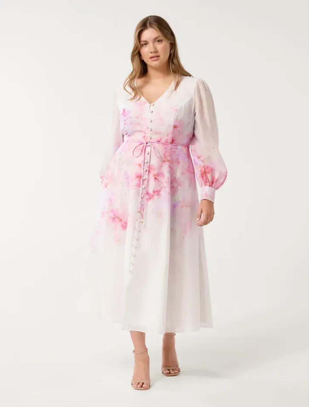 Forever New Kahlani Curve Long Sleeve Midi Dress for rent on The Volte - main image