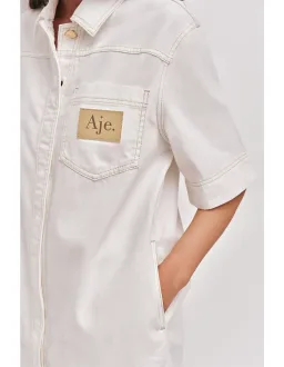 Aje Studio Lumi Denim Mini Tunic Dress Cream Size 12 for rent on The Volte - image 4