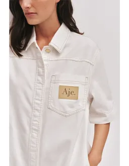 Aje Studio Lumi Denim Mini Tunic Dress Cream Size 12 for rent on The Volte - image 3