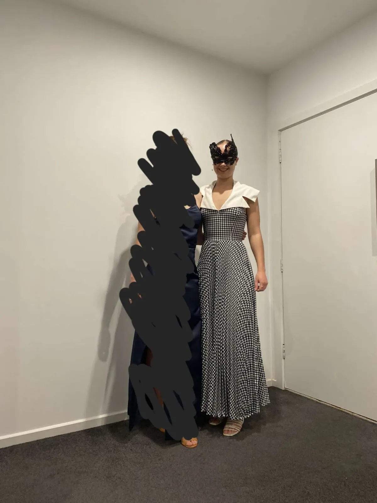 Vintage 1960's Lapel Black and White Maxi Dress Size 6 / 8 - Image 2