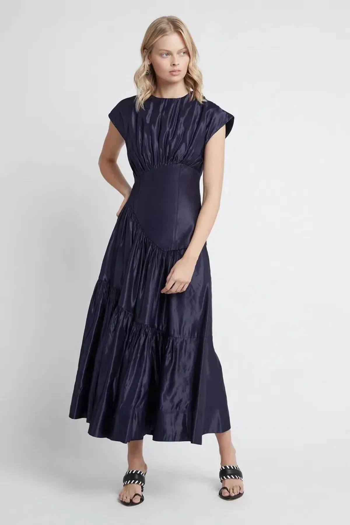 AJE SERENDIPITY REFLECTION MIDI IN NAVY SIZE 8 - Image 1