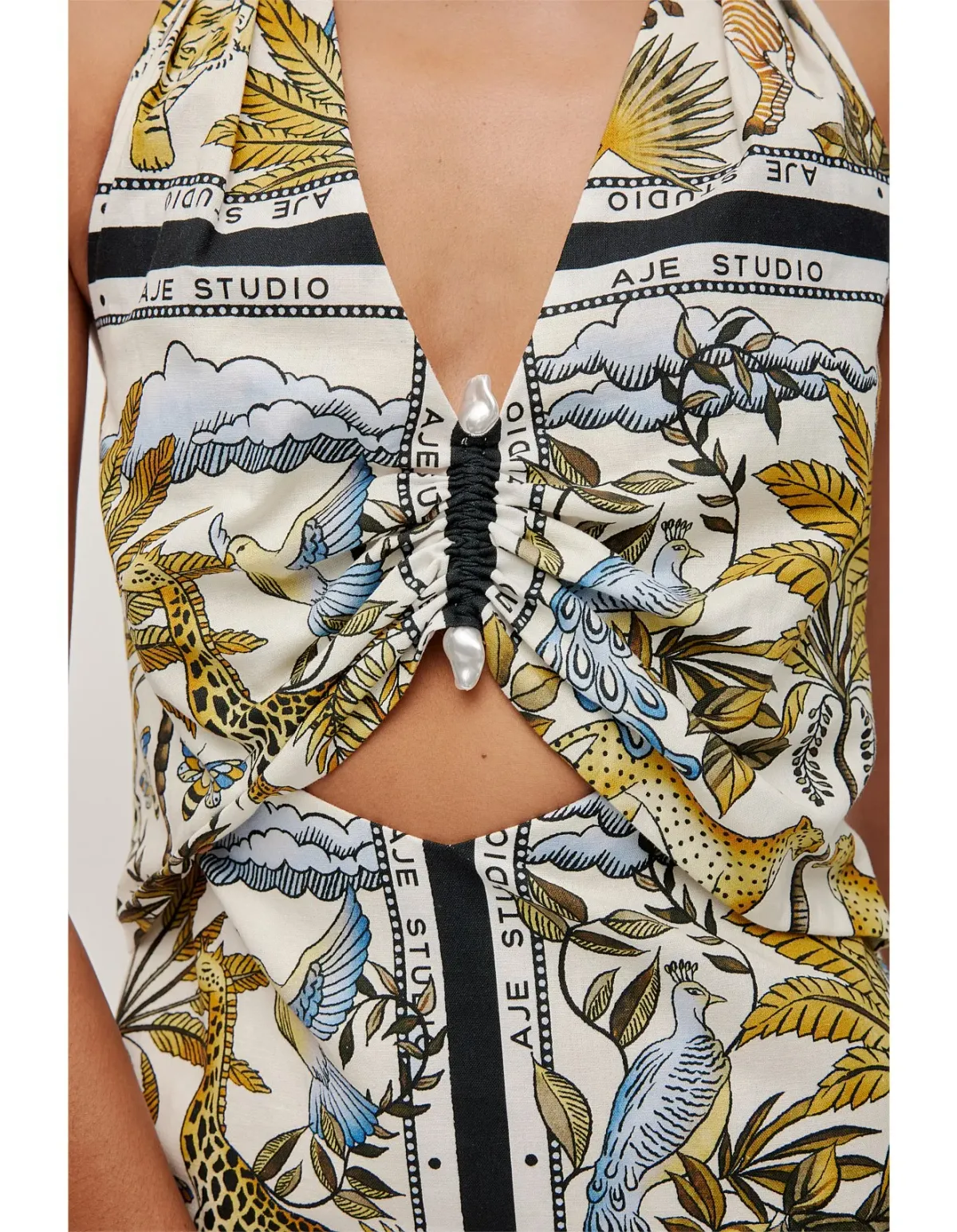 Aje Studio Rio Halter Maxi Dress Print Size 8 - Image 3