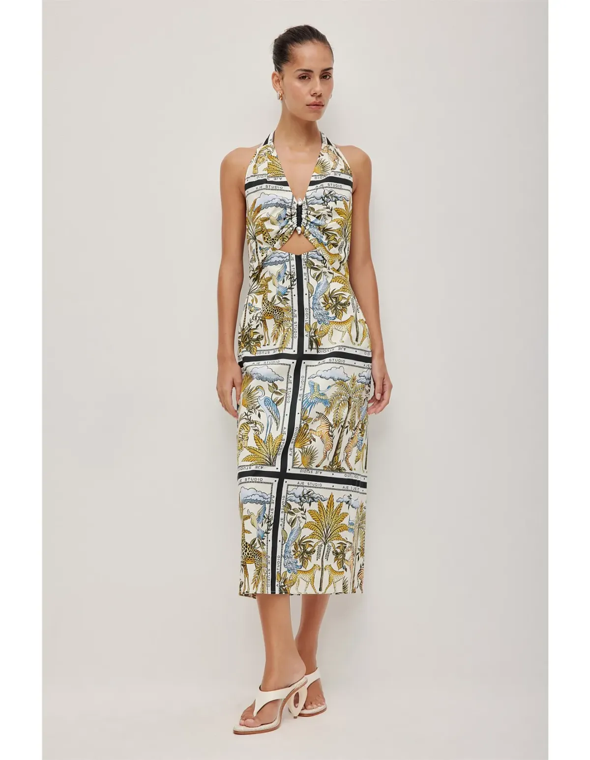 Aje Studio Rio Halter Maxi Dress Print Size 8 - Image 1