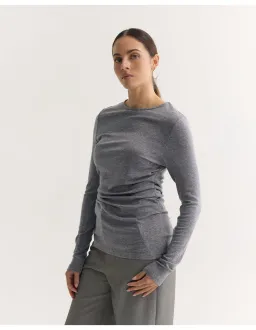 Oxford Lucy Fine Wool Knit Top Grey Size 8 for rent on The Volte - image 2