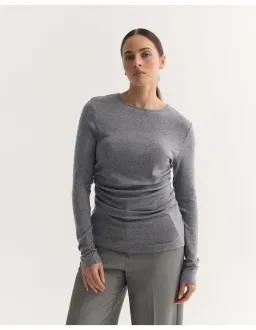 Oxford Lucy Fine Wool Knit Top Grey Size 6 for rent on The Volte - image 5