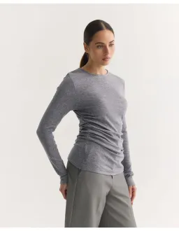 Oxford Lucy Fine Wool Knit Top Grey Size 6 for rent on The Volte - image 4