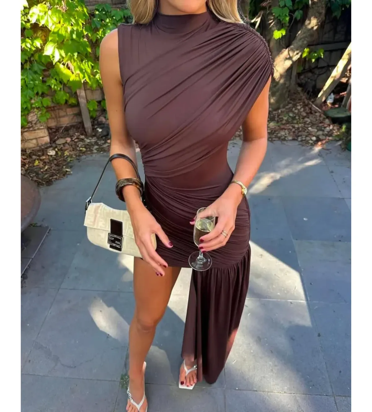 De La Vali Ravena Mini Dress in Chocolate Size AU10 - Image 2