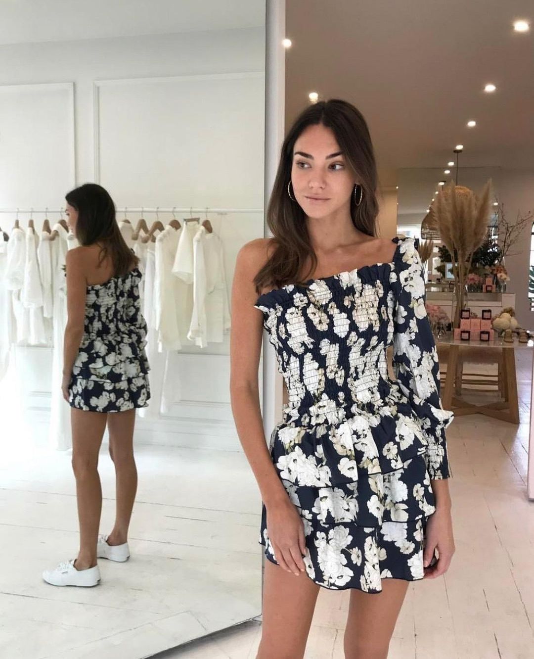 Sir The Label Bellagio One Shoulder Mini Dress Floral Navy | AU 10 for rent on The Volte - main image