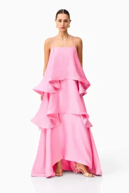 Elliatt Tilly Tiered Maxi Dress in Pink size M for rent on The Volte - image 3