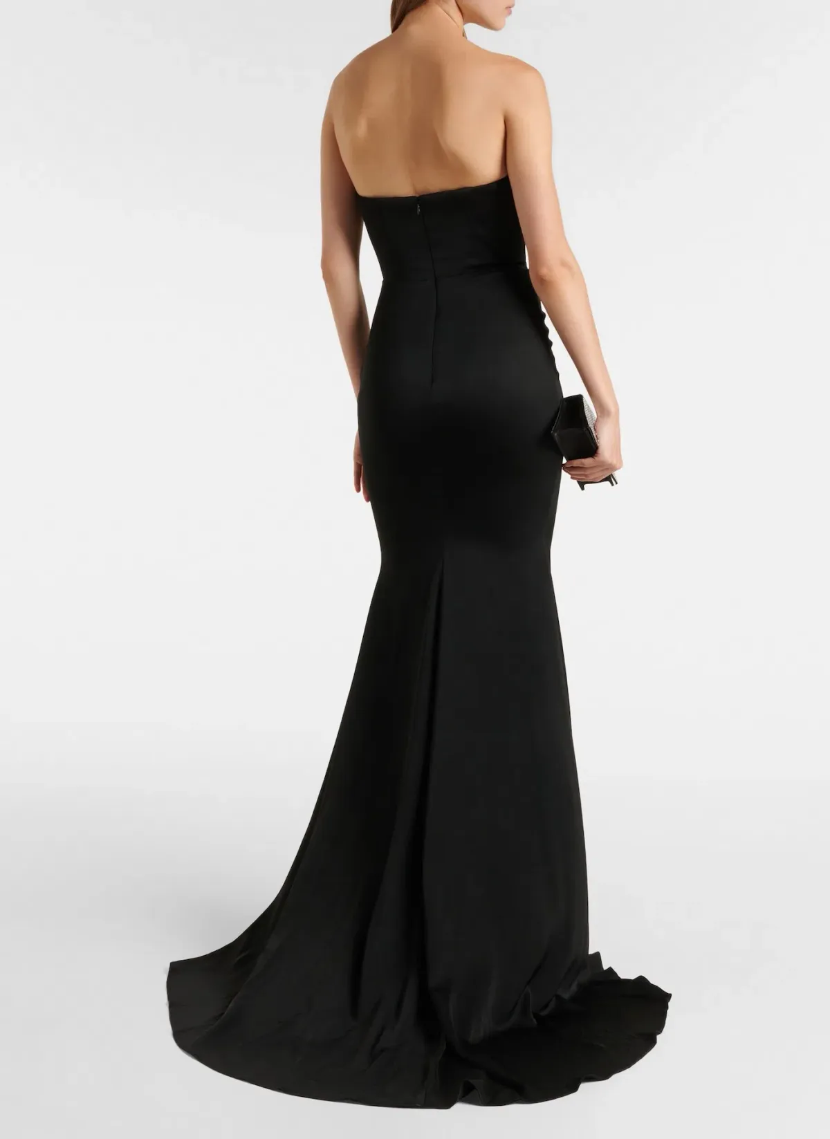 Alex Perry Gathered Strapless Satin Floor Length Gown Black Size 6 - Image 3