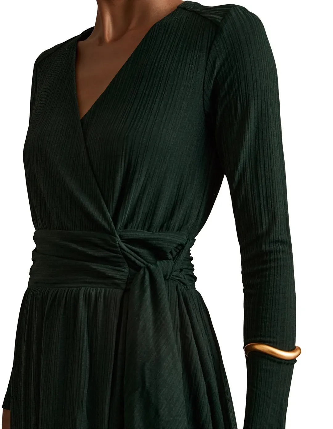 Reiss Madeline Wrap Tie Midi Dress Green Size 6 for rent on The Volte - main image