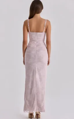 House of CB Lini baby pink lace mesh maxi dress Regular Cup Size L for rent on The Volte - image 2