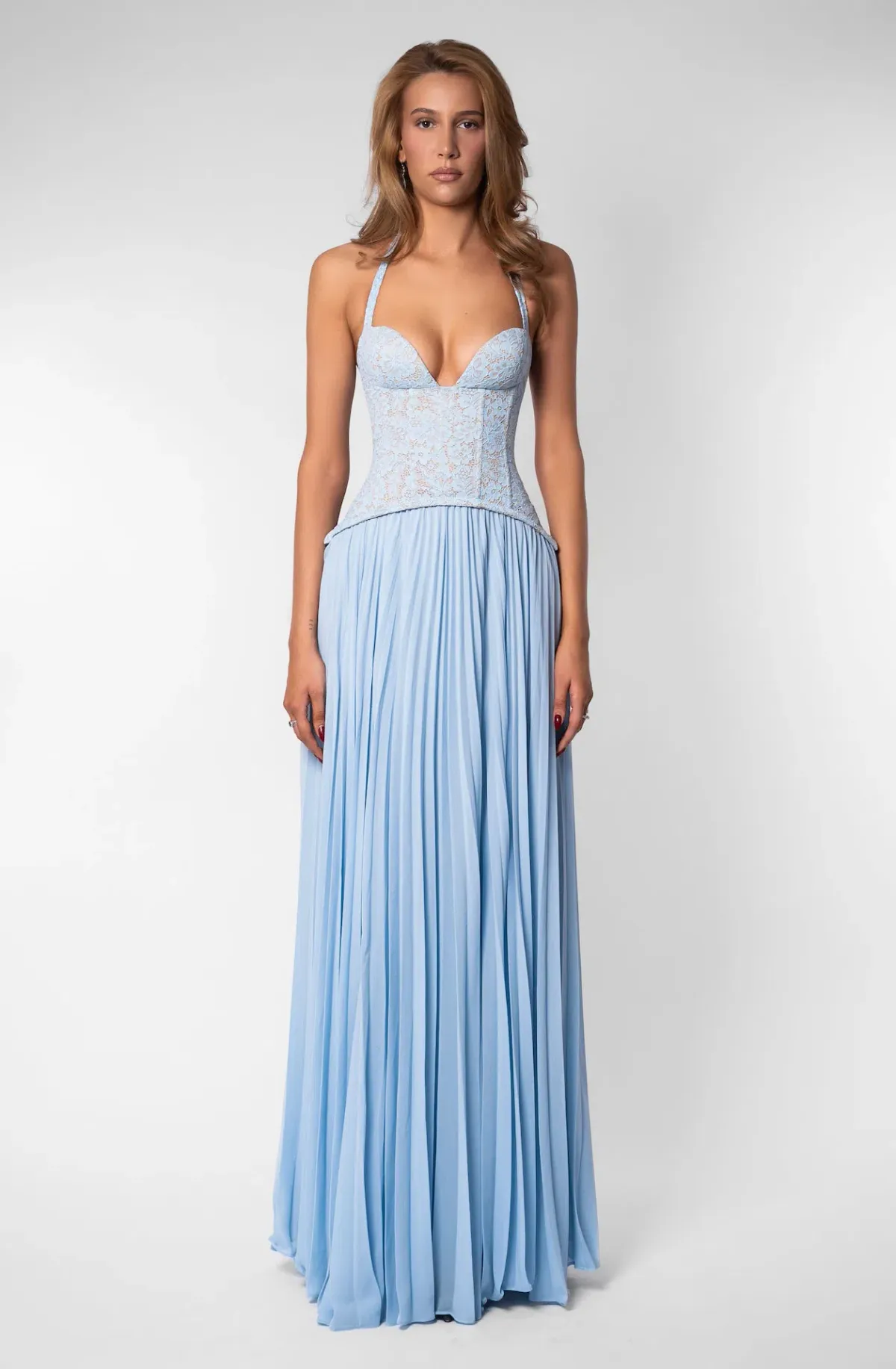Fenity Gaia Halter Maxi Dress in Blue Size XS / AU 6 for rent on The Volte - main image