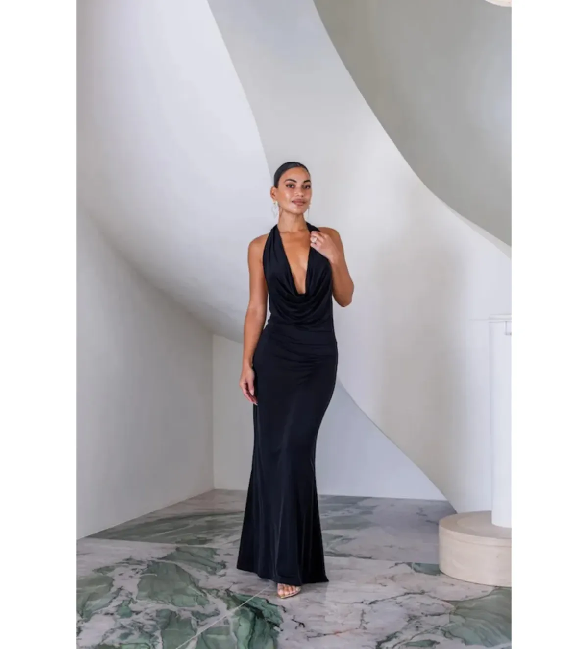 Sneaky Link Saint Plunge Maxi Dress in Black Size S/AU8 - Image 1