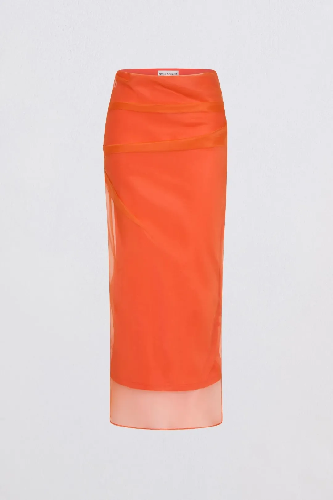 Bianca Spender Mandarin Organza Emulate Skirt Orange Size 12 for rent on The Volte - main image