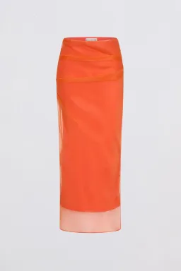 Bianca Spender Mandarin Organza Emulate Skirt Orange Size 12 for rent on The Volte - image 5