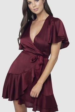 Pilgrim Stormi Mini Dress Burgundy for rent on The Volte - image 1