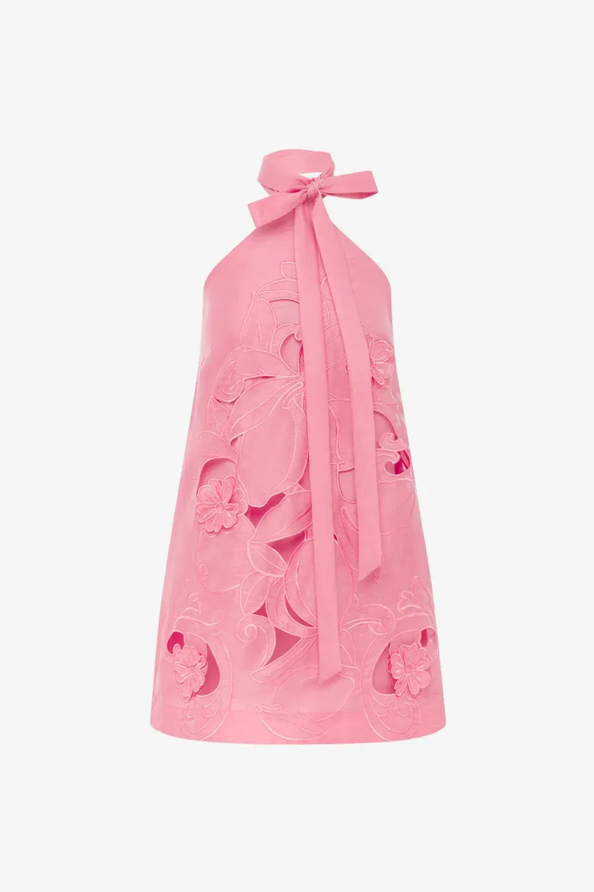 Leo Lin Lola Appliqué Halterneck Mini Dress Fuchsia Size 12 - Image 1