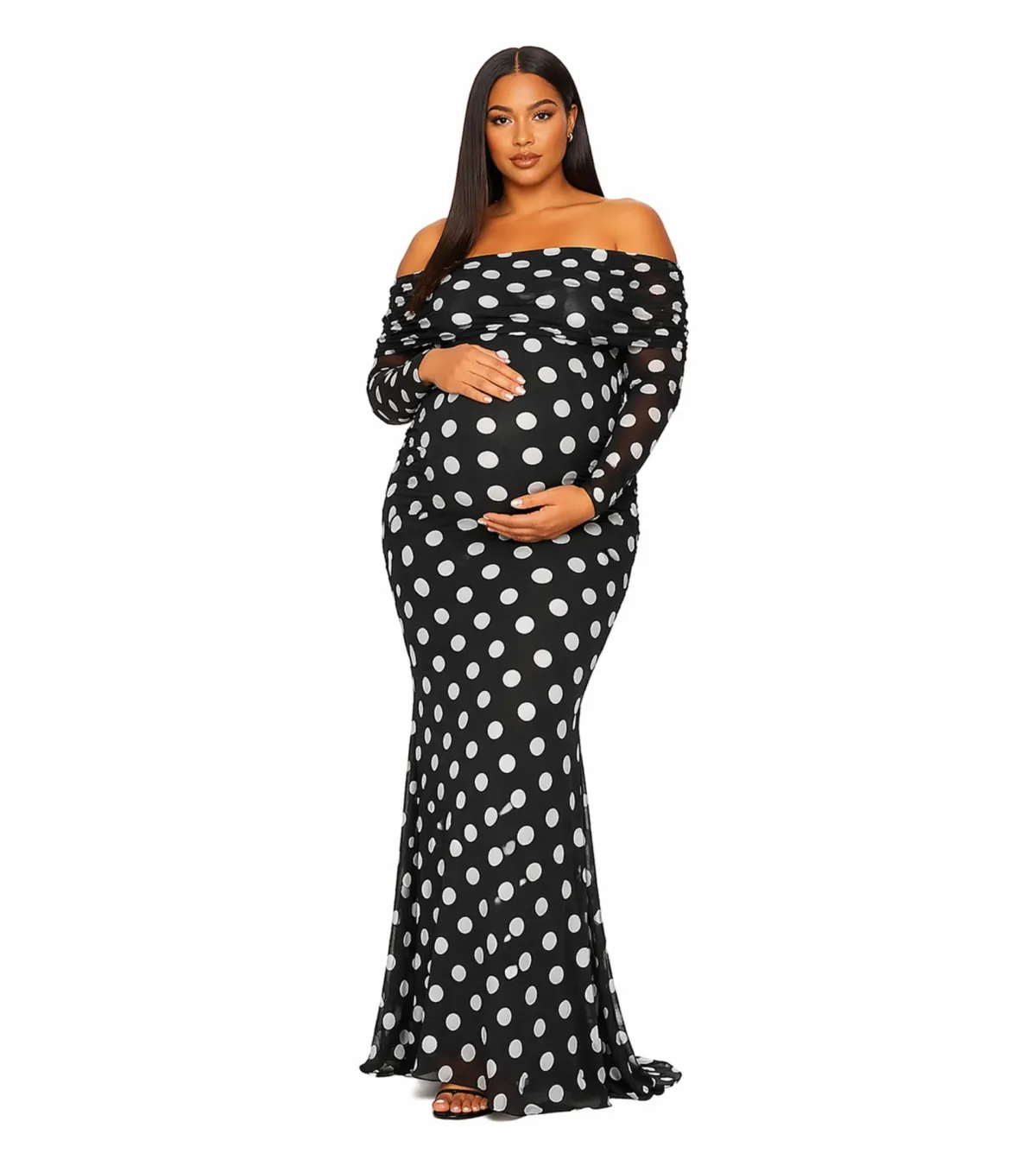 AFRM Thelma Off Shoulder Mesh Maxi Dress - Black / Size XL / AU 14 - Image 1
