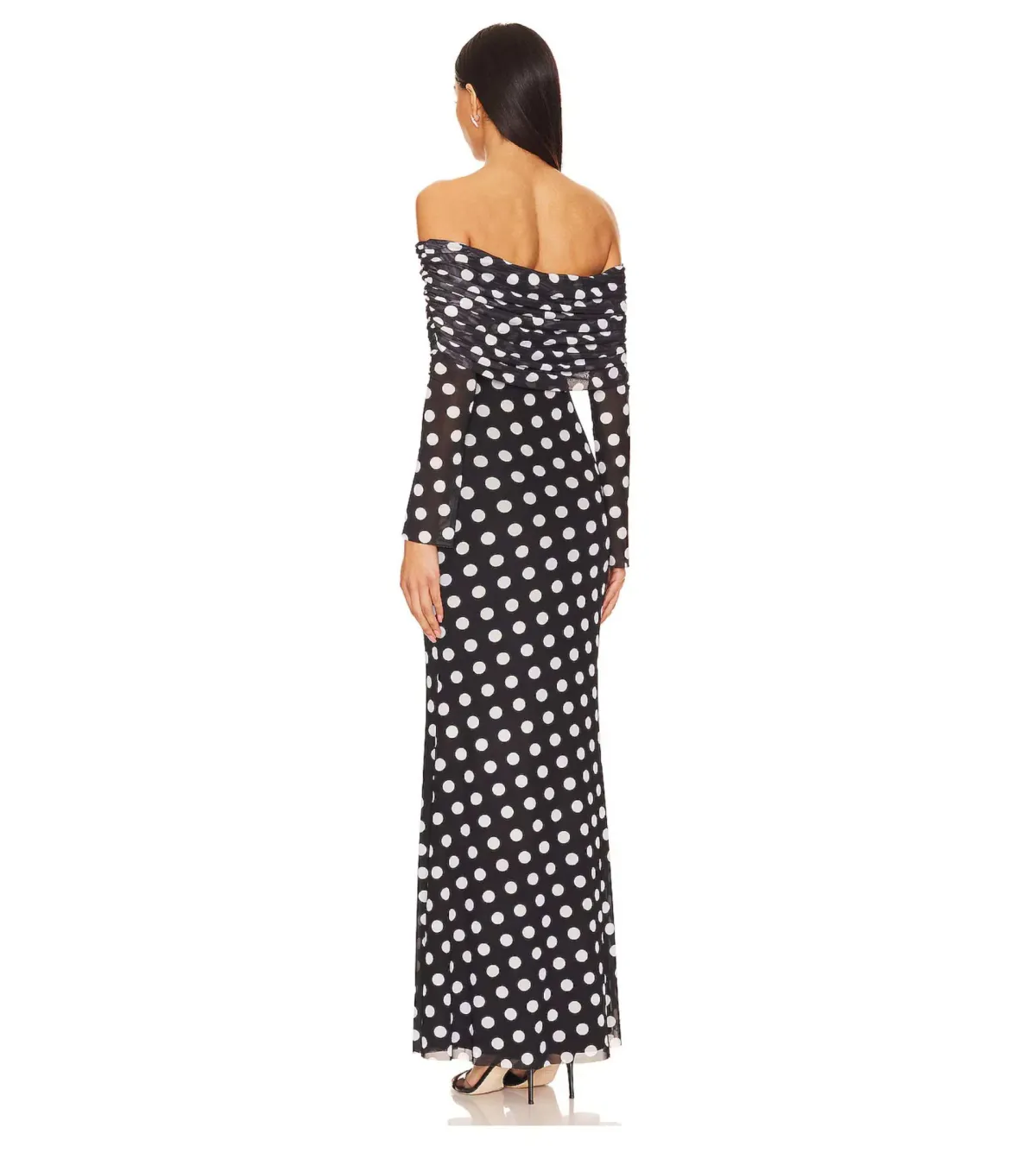 AFRM Thelma Off Shoulder Mesh Maxi Dress - Black / Size XL / AU 14 - Image 3
