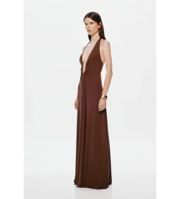 Misha Jennifer Cupro Maxi Dress in Brown Size L/AU12 for rent on The Volte - image 2