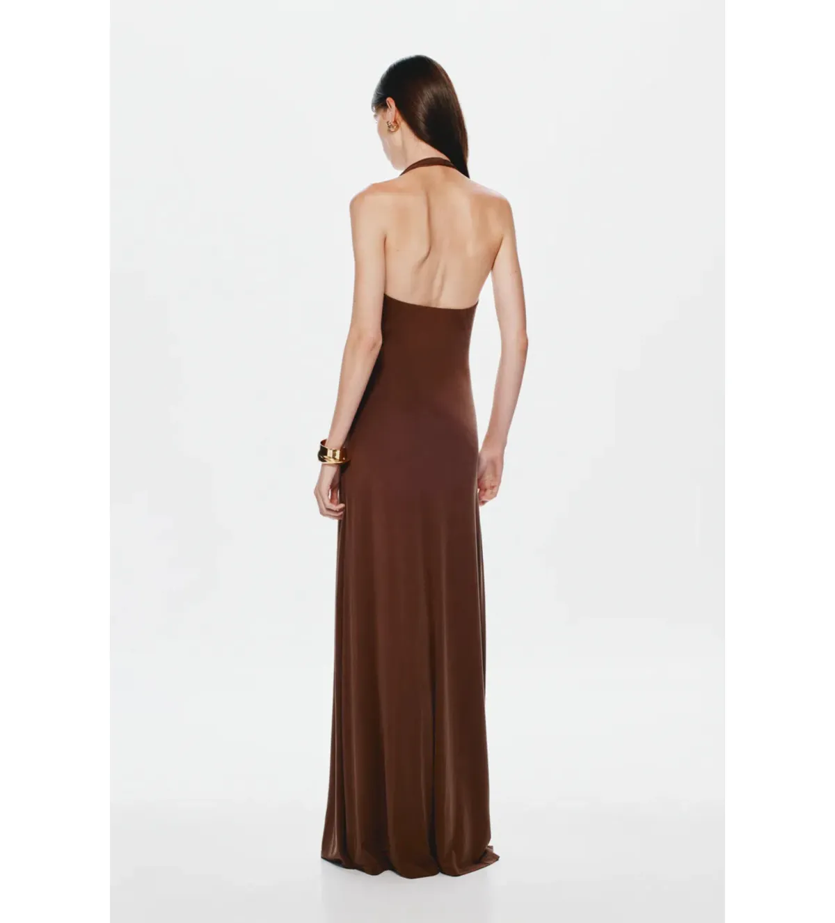 Misha Jennifer Cupro Maxi Dress in Brown Size L/AU12 - Image 3