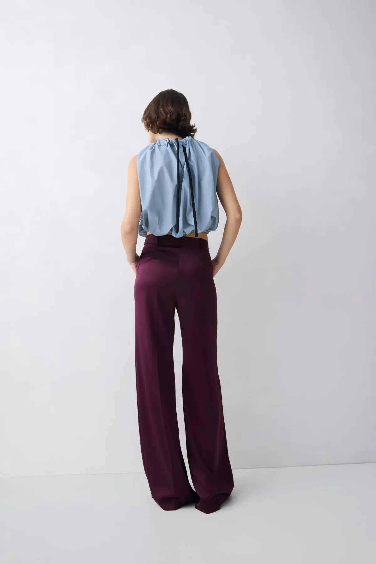 Bianca Spender Plum Satin Pulse Pant Purple Size 10 - Image 4