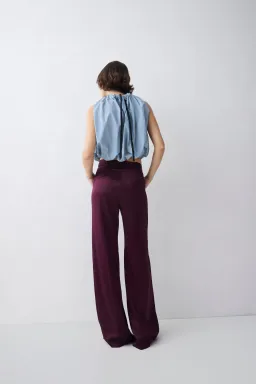 Bianca Spender Plum Satin Pulse Pant Purple Size 10 for rent on The Volte - image 4