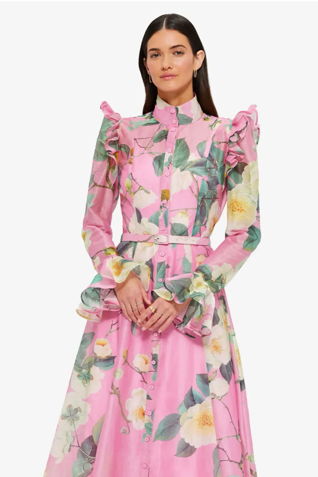 Leo Lin Katrina Butterfly Sleeve Pink Floral size 10 for rent on The Volte - main image